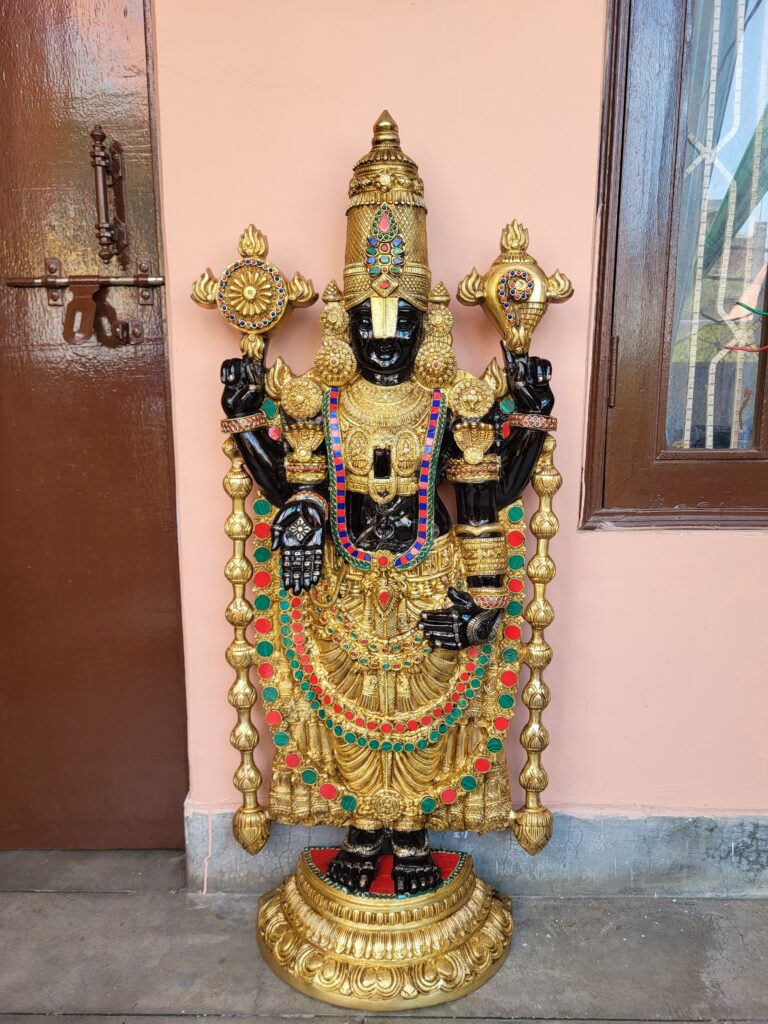 brass tirupati balaji with stone work