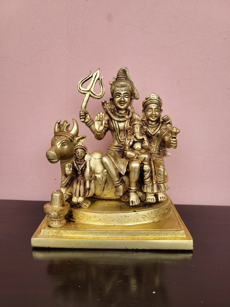 shiva family brass idol